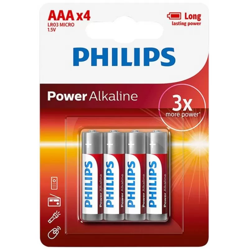 Pila Philips AAA Power Alkaline LR03P4B/97 (4 Unid...