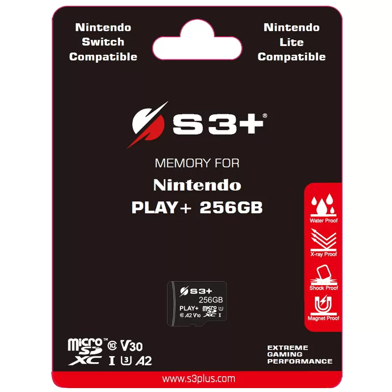 Memoria MicroSD S3+ S3SDC10V30P 256GB CL10 V30 Nintendo Play+