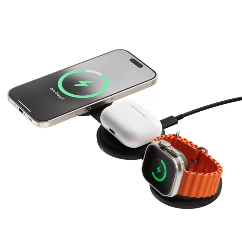 Cargador Wireless Satechi ST-QTG31K Onthego 3-En-1 - Black