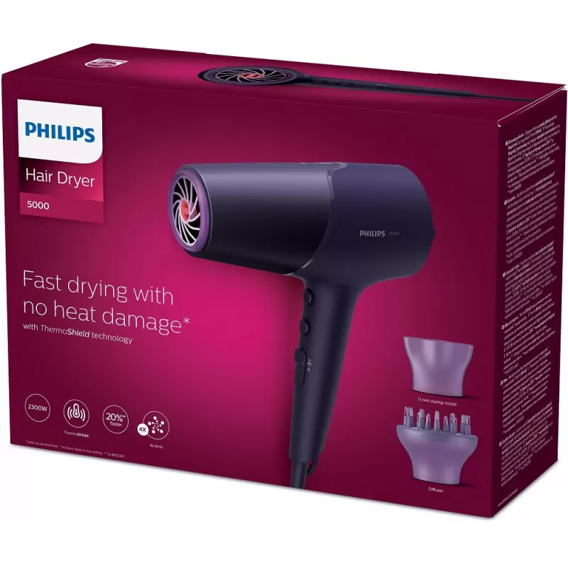 Secador de Cabello Philips 5000 Series BHD514/00 2300W 240V - Metal Purple