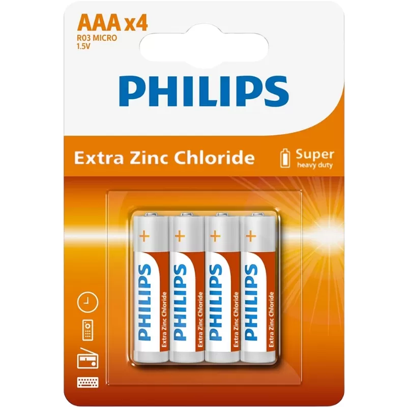 Pila Philips AAA Extra Zinc Chloride R03L4B/70 (4 ...