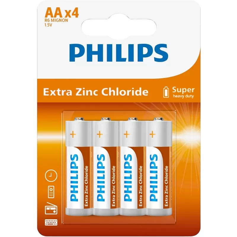 Pila Philips AA Extra Zinc Chloride R6L4B/70 (4 Un...